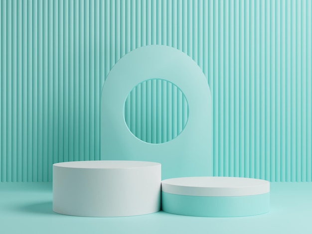 Photo 3d podium minimal geometry for product presentation cosmetic products and mint background