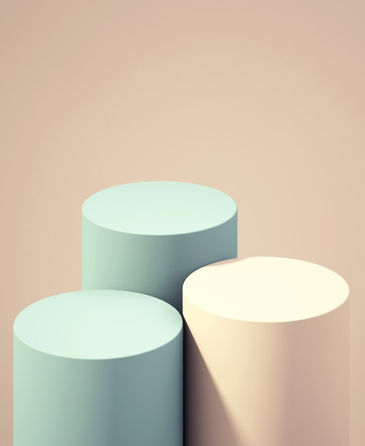 3d podium for mock up for product presentation, abstract pastel color background, 3d rendering