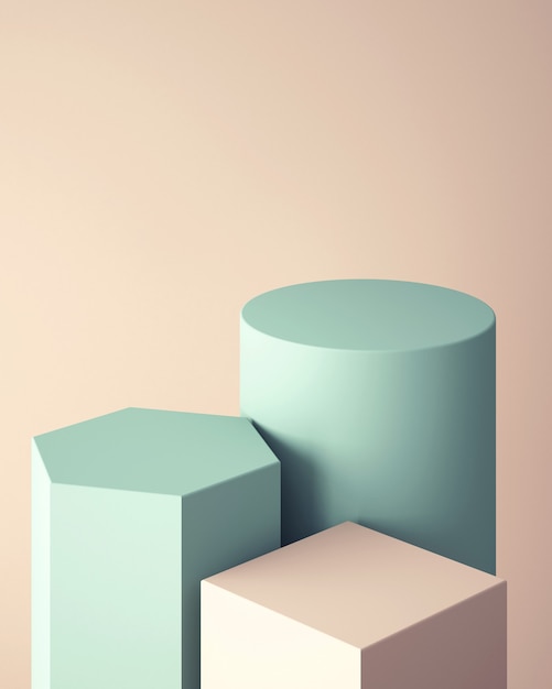 3d podium for mock up for product presentation, abstract pastel color background, 3d rendering