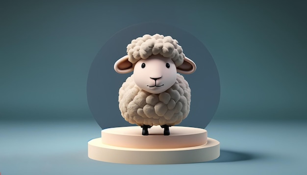 3D Podium Product Display of eid al adha mubarak with sheep cute 4