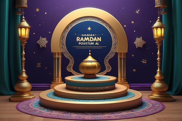 Photo 3d podium ramadan sale social media post promotion for product dsiplay and showcase