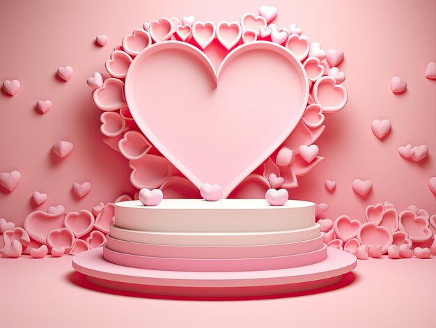 3d podium realistic valentine