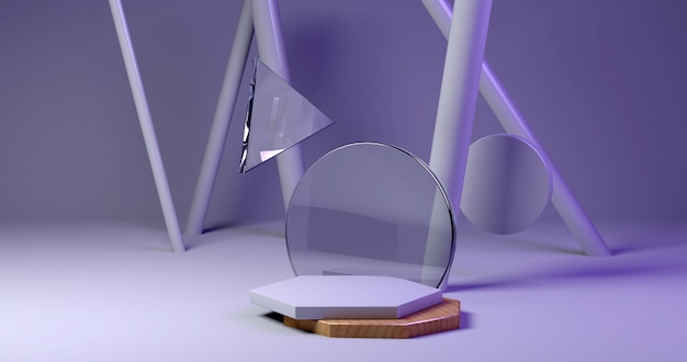 製品プレゼンテーションのための抽象的な背景を持つ3D表彰台