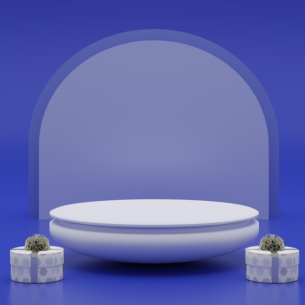 3D podium with arch and gifts for products