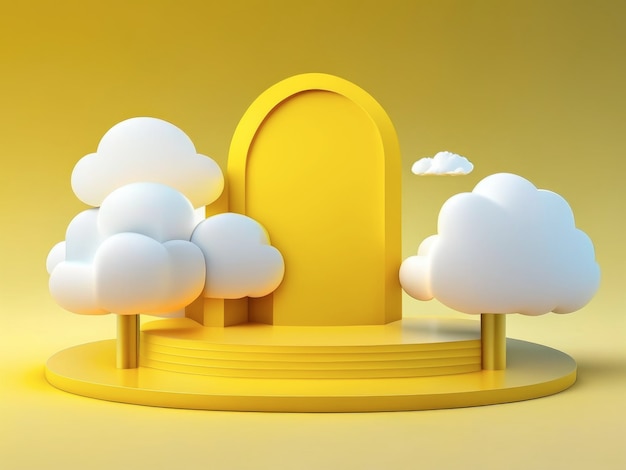 3d podium with cloud