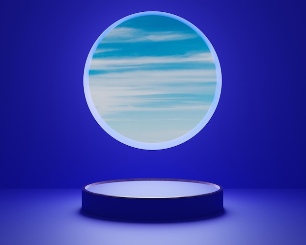 3D podium with clouds background for product display