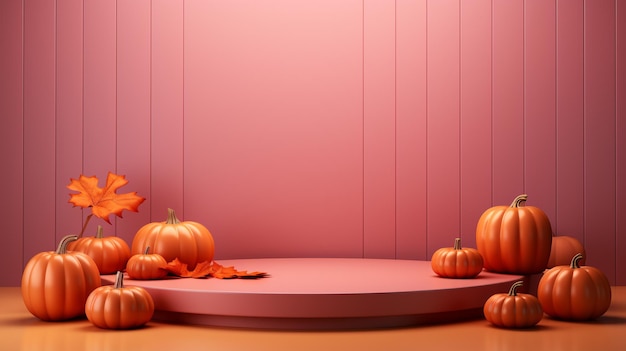 3D podium with Halloween themed minimalist abstract background Generative AI