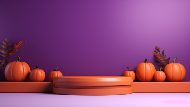 3D-подиум с минималистским абстрактным фоном на тему Хэллоуин Фиолетовая цветовая тема Генеративный ИИ