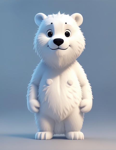 3D polar bear character in anime style with lighting effect