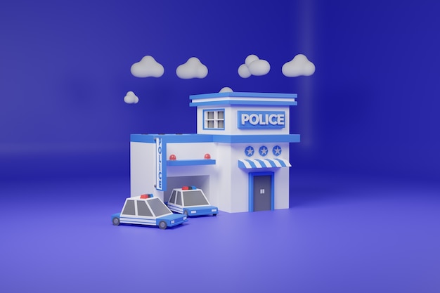 Foto illustrazione 3d della costruzione della polizia