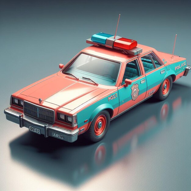 3d police car modeling with gray background