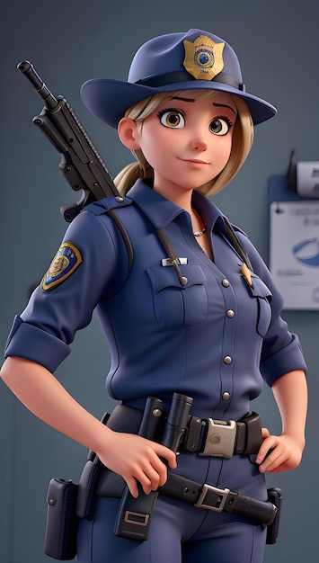 3d police cartoon character