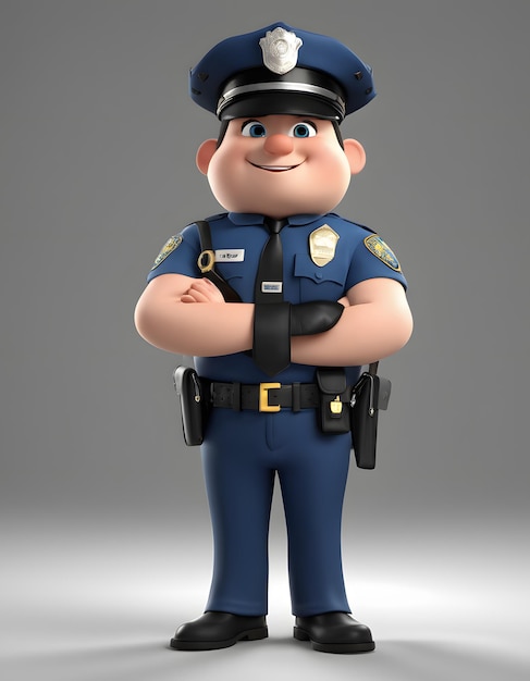 3D police officer cartoon character