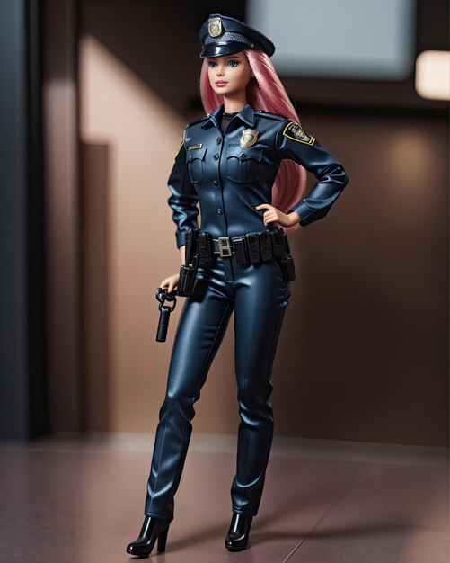 3d police woman officer barbie doll