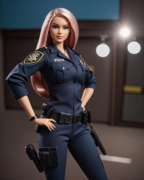 3d police woman officer barbie doll