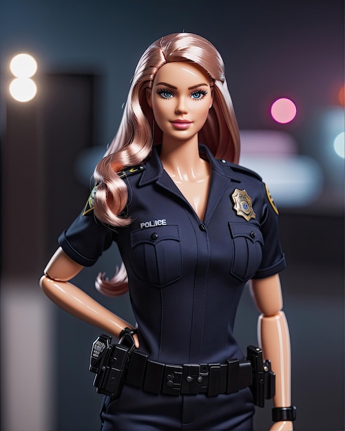 3D-politievrouw officier Barbie-pop