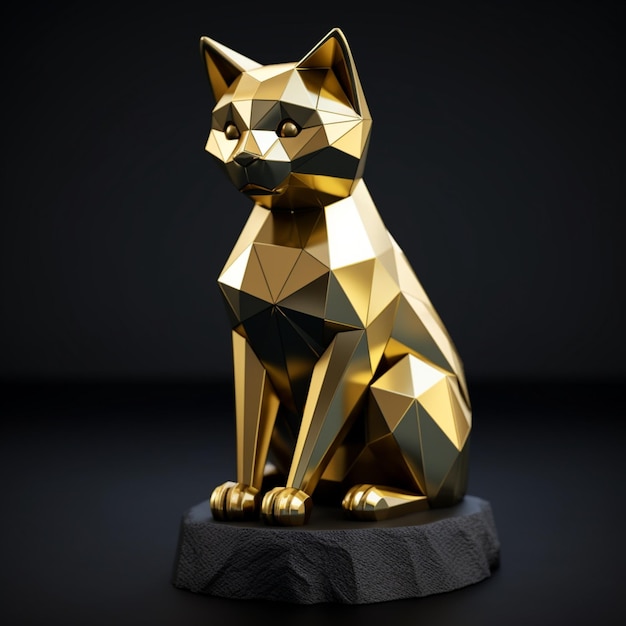 Photo 3d polygon of a cat for cat day