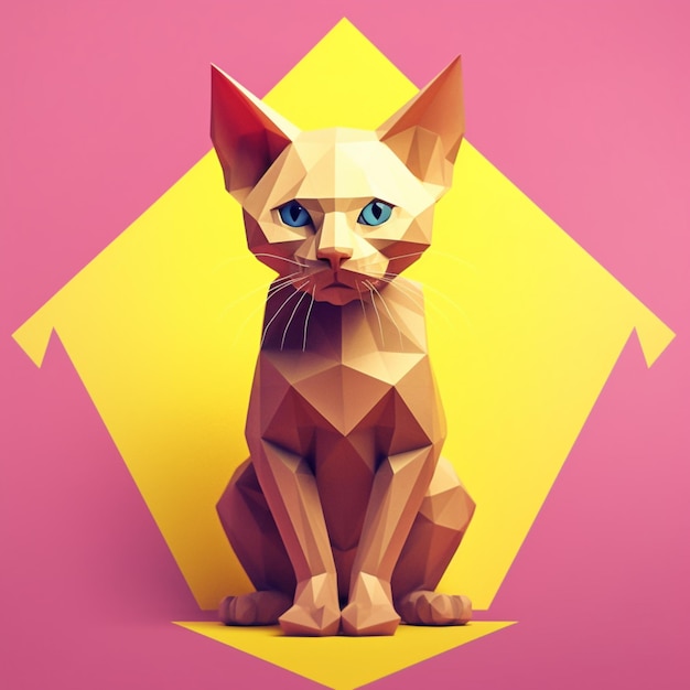 Photo 3d polygon of a cat