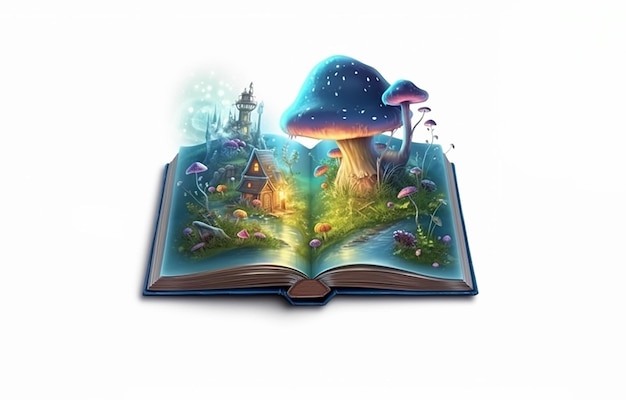 3D pop up book with castle fairy tale theme illustration