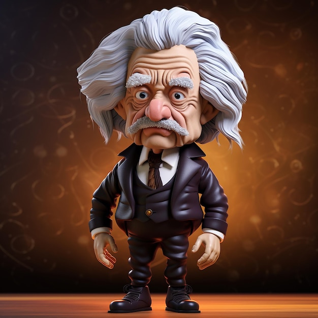 3d Portrait of Albert Einstein with science background