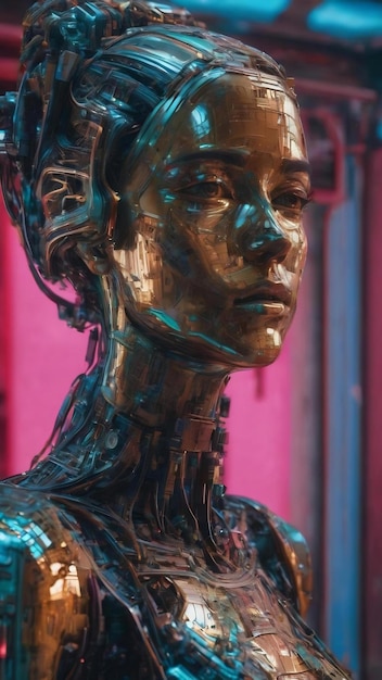 3d portrait of an antique sculpture with a glitch effect cyberpunk style conceptual disease of artif