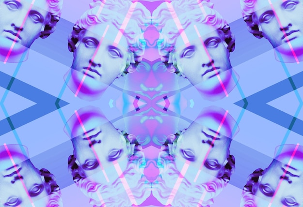 3d portrait of a Apollo with glitch effect Cyberpunk style Virtual reality