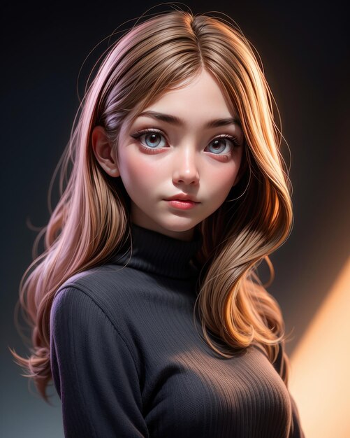 3D Portrait of a beautiful young woman