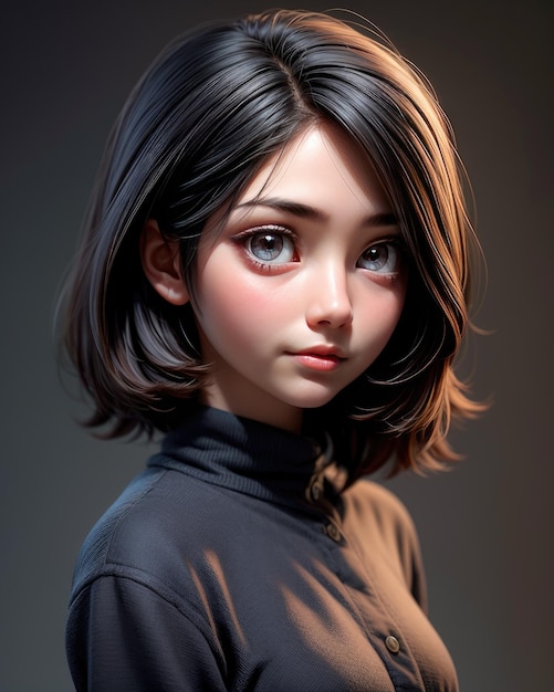 3D Portrait of a beautiful young woman