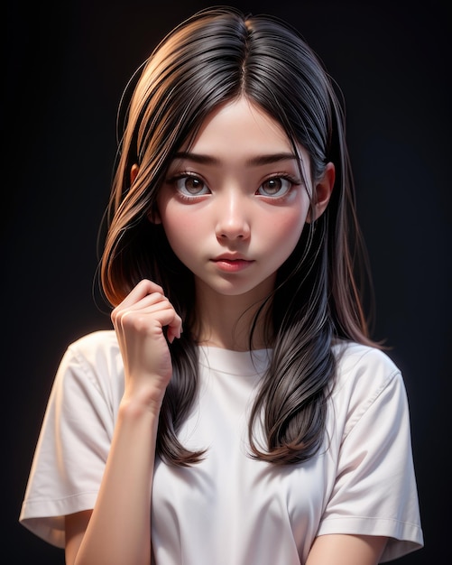 3D ポートレート 美しい若い女性