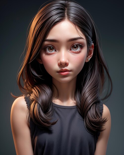 Photo 3d portrait of a beautiful young woman