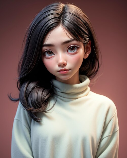 3D Portrait of a beautiful young woman