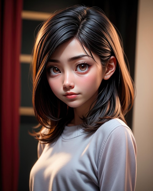 아름다운 젊은 여성의 3D 초상화