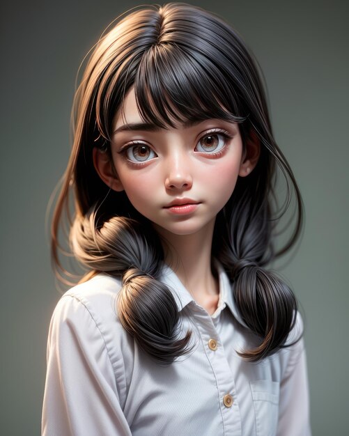 아름다운 젊은 여성의 3D 초상화
