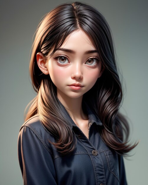 3D Portrait of a beautiful young woman