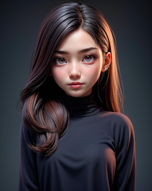 3D Portrait of a beautiful young woman