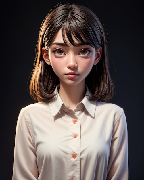 3D ポートレート 美しい若い女性