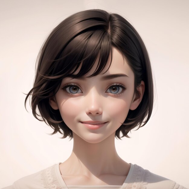 3D Portrait of a short haired female in casual outfit