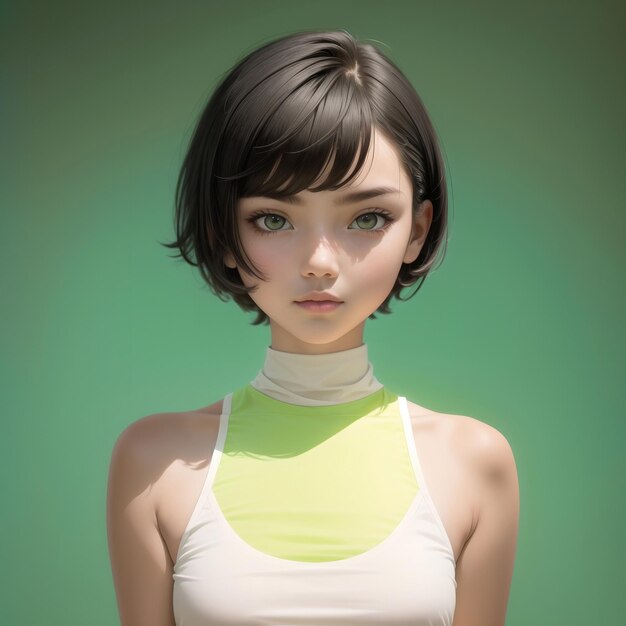 3D Portrait of a short haired female in casual outfit