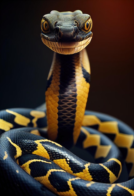 3d portrait of a snake head in high details and very sharp\
eyes