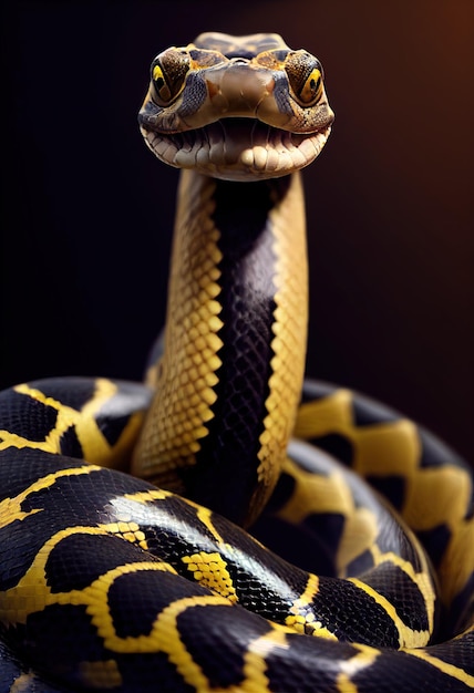 3d portrait of a snake head in high details and very sharp\
eyes