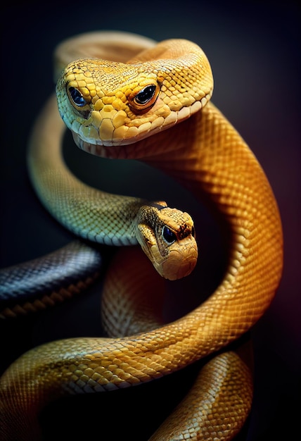 3d portrait of a snake head in high details and very sharp\
eyes