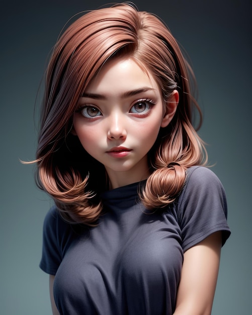 3D-portret van een mooie jonge vrouw
