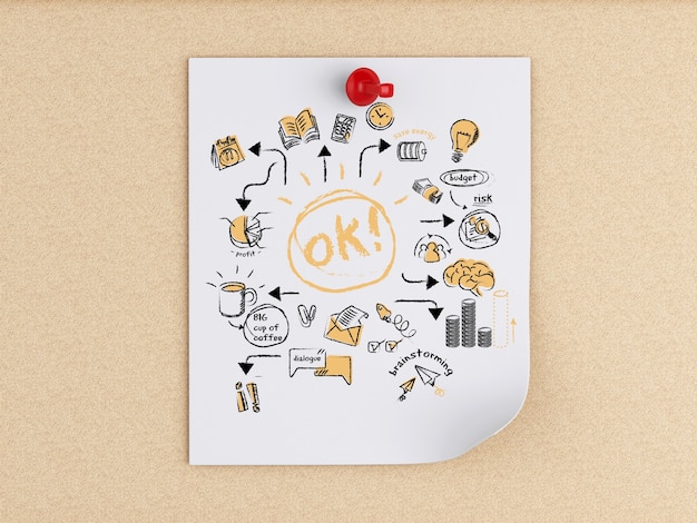 3d Post-it notes with ok sketch