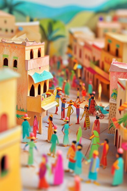 Photo a 3d postcard capturing the vibrancy of street celebrations during nowruz