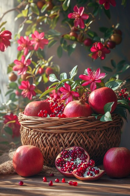 Photo a 3d postcard with a simple fruit basket