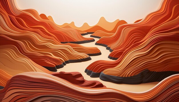a 3D poster featuring an abstract representation of the Australian Outback