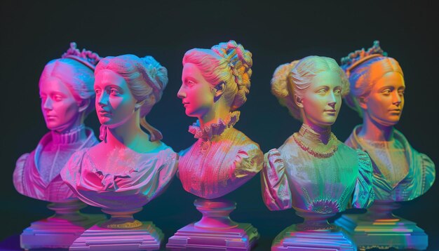 a 3D poster featuring holographic images of historical female figures who have made significant cont