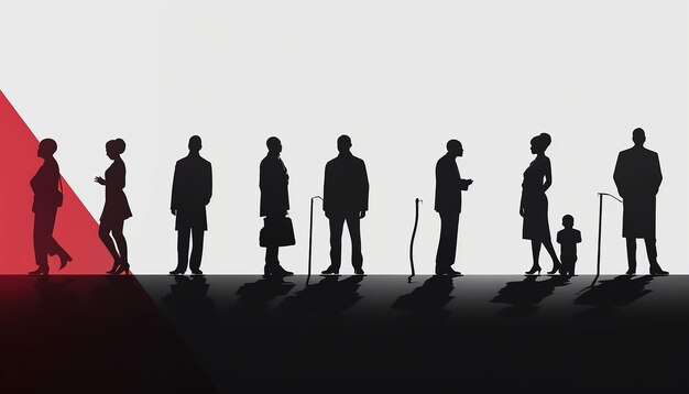 a 3D poster with minimalist silhouettes of key figures from the civil rights movement