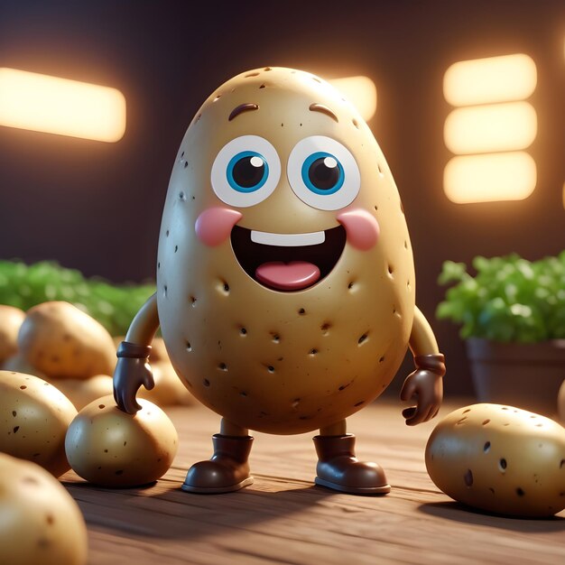 Foto personaggio di cartone animato di patate 3d