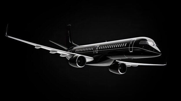 Photo 3d premium elegant airplane isolated on black background